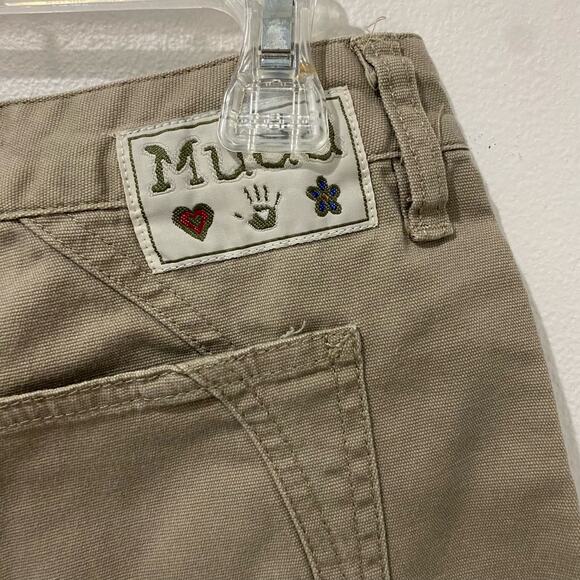 Vintage Y2K Mudd Jeans Tan Booty Mini Shorts Size 5 Low Rise 90s Retro Festival - Picture 8 of 8